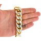 Yellow Gold Silver Miami Cuban Diamond Cut Mens Chain 20 mm