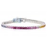 Womens Rainbow Gemstone Tennis Bracelet 14K White Gold 7.33 ct