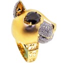 GIA 18K Yellow Gold 3.68 ct Fancy Brown Diamond Womens Cat Ring