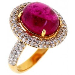 18K Yellow Gold 8.61 ct Pink Tourmaline Diamond Ring