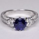 18K White Gold 3.19 ct Blue Sapphire Diamond Womens Ring