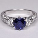18K White Gold 3.19 ct Blue Sapphire Diamond Womens Ring