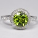 14K White Gold 2.78 ct Peridot Diamond Womens Halo Ring