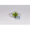 Womens Green Peridot Diamond Halo Ring 14K White Gold 2.78 ct