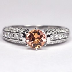 Womens Imperial Topaz Diamond Solitaire Ring 14K Gold 1.23 ct