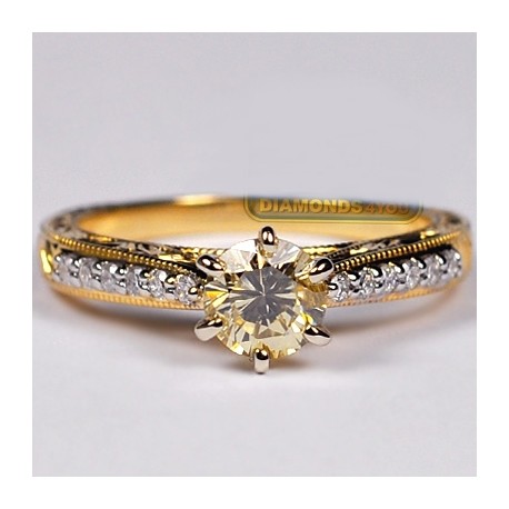 GIA 18K Yellow Gold 1.04 ct Fancy Diamond Womens Engagement Ring