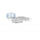 14K White Gold 0.30 ct 3 Row Diamond Wave Womens Band Ring