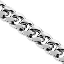 10K White Gold Hollow Miami Cuban Link Mens Chain 11 mm