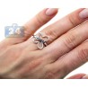 14K White Gold 0.24 ct Diamond Butterfly Silhouette Womens Ring