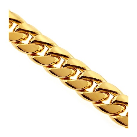 Hollow 10K Yellow Gold Puff Miami Cuban Link Mens Chain 11 mm