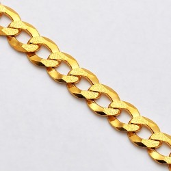 14K Yellow Gold Solid Diamond Cut Cuban Link Mens Chain 7 mm