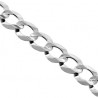 14K White Gold Solid Flat Cuban Link Mens Chain 3 mm