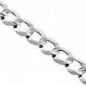 14K White Gold Solid Flat Cuban Link Mens Chain 5 mm