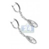 Womens Pear Cut Diamond Drop Earrings 18K White Gold 1.92 ct