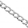 Italian 14K White Gold Solid Flat Cuban Link Mens Chain 6mm