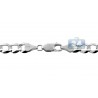 Italian 14K White Gold Solid Flat Cuban Link Mens Chain 6mm