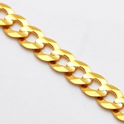 14K Yellow Gold Flat Cuban Solid Link Mens Chain 5 mm