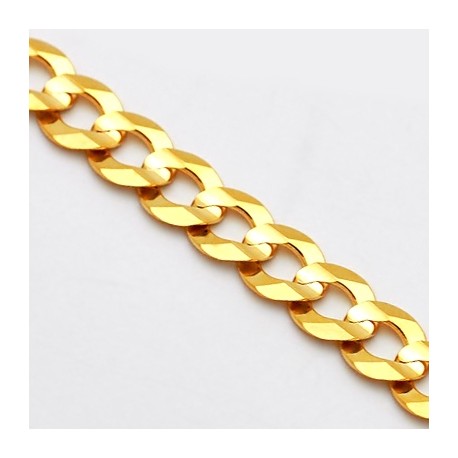 Italian 14K Yellow Gold Solid Flat Cuban Link Mens Chain 5 mm