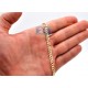 14K Yellow Gold Flat Cuban Solid Link Mens Chain 5 mm
