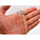 14K Yellow Gold Solid Flat Cuban Link Mens Chain 7 mm