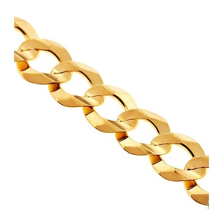 Real 10K Yellow Gold Solid Flat Cuban Curb Link Mens Chain 11 mm