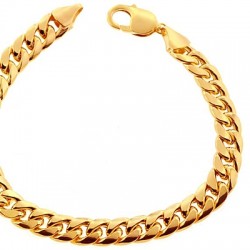 10K Yellow Gold Miami Cuban Link Mens Bracelet 9.5 mm 9 Inches