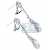 Womens Pear Diamond Halo Drop Earrings 18K White Gold 1.80 ct