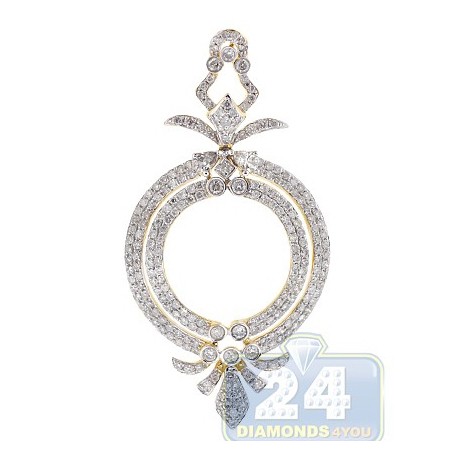 Womens Diamond Royal Dangling Pendant 14K Yellow Gold 2.85ct