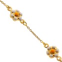 14K Yellow Gold Flower Charm Baby Bracelet 5 3/4 Inches