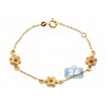 Solid 14K Yellow Gold Flower Charm Baby Kids Bracelet 5.75"