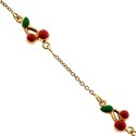 14K Yellow Gold Cherry Charm Baby Bracelet 5 3/4 Inches