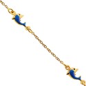 14K Yellow Gold Dolphin Charm Baby Bracelet 5 3/4 Inches