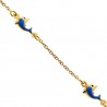 Solid 14K Yellow Gold Dolphin Charm Baby Kids Bracelet 5.75"