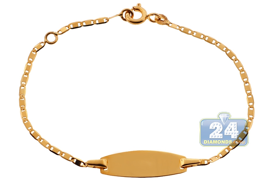Solid 14K Yellow Gold Engravable ID Link Baby Bracelet 5.75
