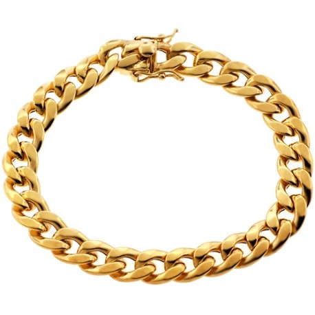10K Yellow Gold Puff Miami Cuban Link Mens Bracelet 10mm 8.75"