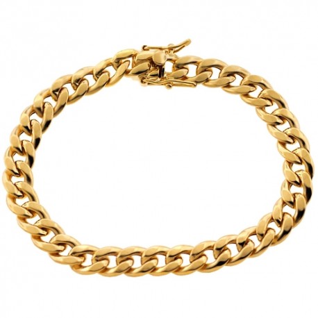 10K Yellow Gold Hollow Miami Cuban Link Mens Bracelet 8mm 8.25"