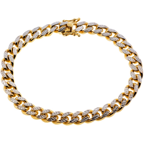 10K Yellow Gold Solid 5mm Mens Womens Diamond Cut Pave Cuban Chain Bracelet 8"
