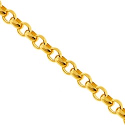 14K Yellow Gold Round Cable Puff Link Mens Chain 2.5 mm