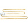 Italian 14K Yellow Gold Round Cable Puff Link Mens Chain 4 mm