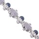 14K White Gold 2.10 ct Blue Diamond Skull Mens Bracelet 8.75 Inch