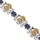 14K White Gold 3.01 ct Yellow Blue Diamond Mens Skull Bracelet