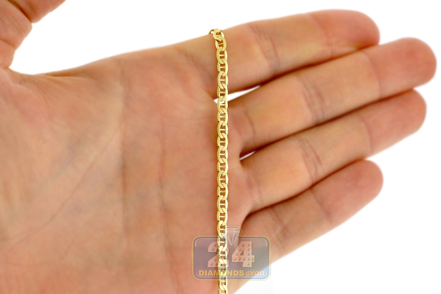 10K Yellow Gold Mariner Puff Link Mens Chain 3.5 mm