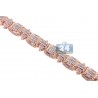 Mens Diamond Link Bracelet 14K Rose Gold 7.29 ct 16mm 8.5"