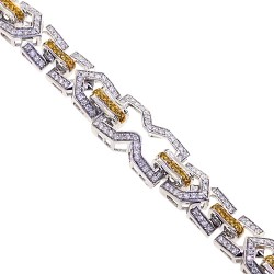 14K White Gold 3.55 ct Diamond Link Mens Bracelet 8.5 Inches