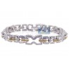 Mens Canary Diamond Link Bracelet 14K White Gold 3.55 ct 8.5"