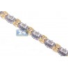 Mens Diamond Link Bracelet 14K Two Tone Gold 6.37 ct 16mm 8.5"