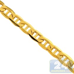 Italian 10K Yellow Gold Hollow Mariner Link Mens Chain 8mm