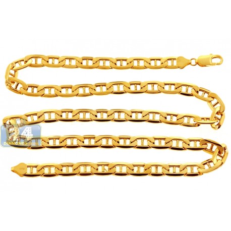 10kt Yellow Gold Mariner Link Chain – Men/Women, 3.2mm/4.5mm/5.5mm Width, Multiple Lengths 7-30in, No Stone