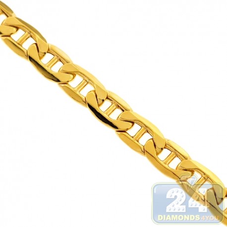 Italian 10K Yellow Gold Mariner Hollow Link Mens Chain 10.5 mm