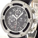 Aqua Master El Russo 5.35 ct Diamond Black Leather Watch